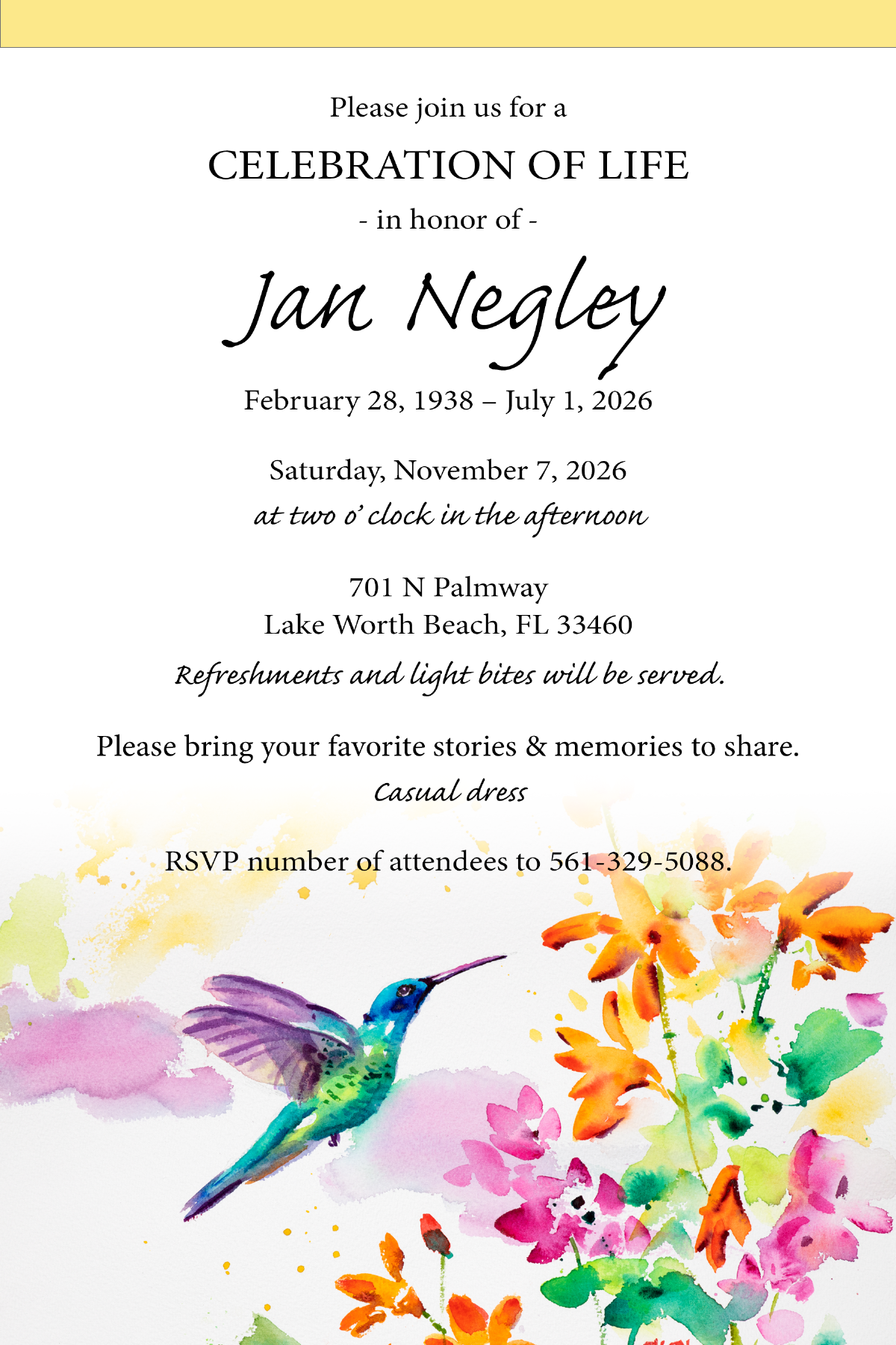 Celebration of life invitation